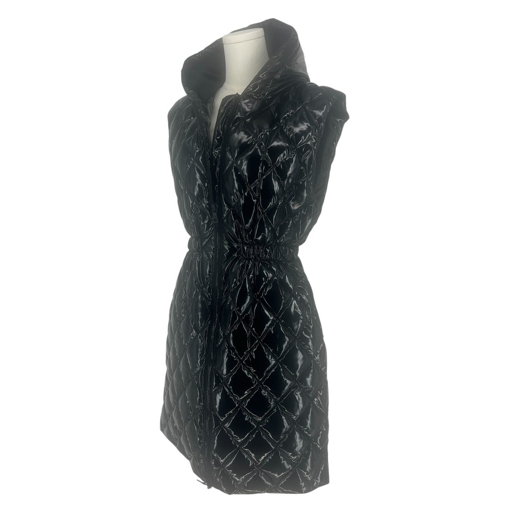 Alice + Olivia Daniel Maxi Black Quilted Hooded‎ Puffer Vest S - Picture 8 of 14